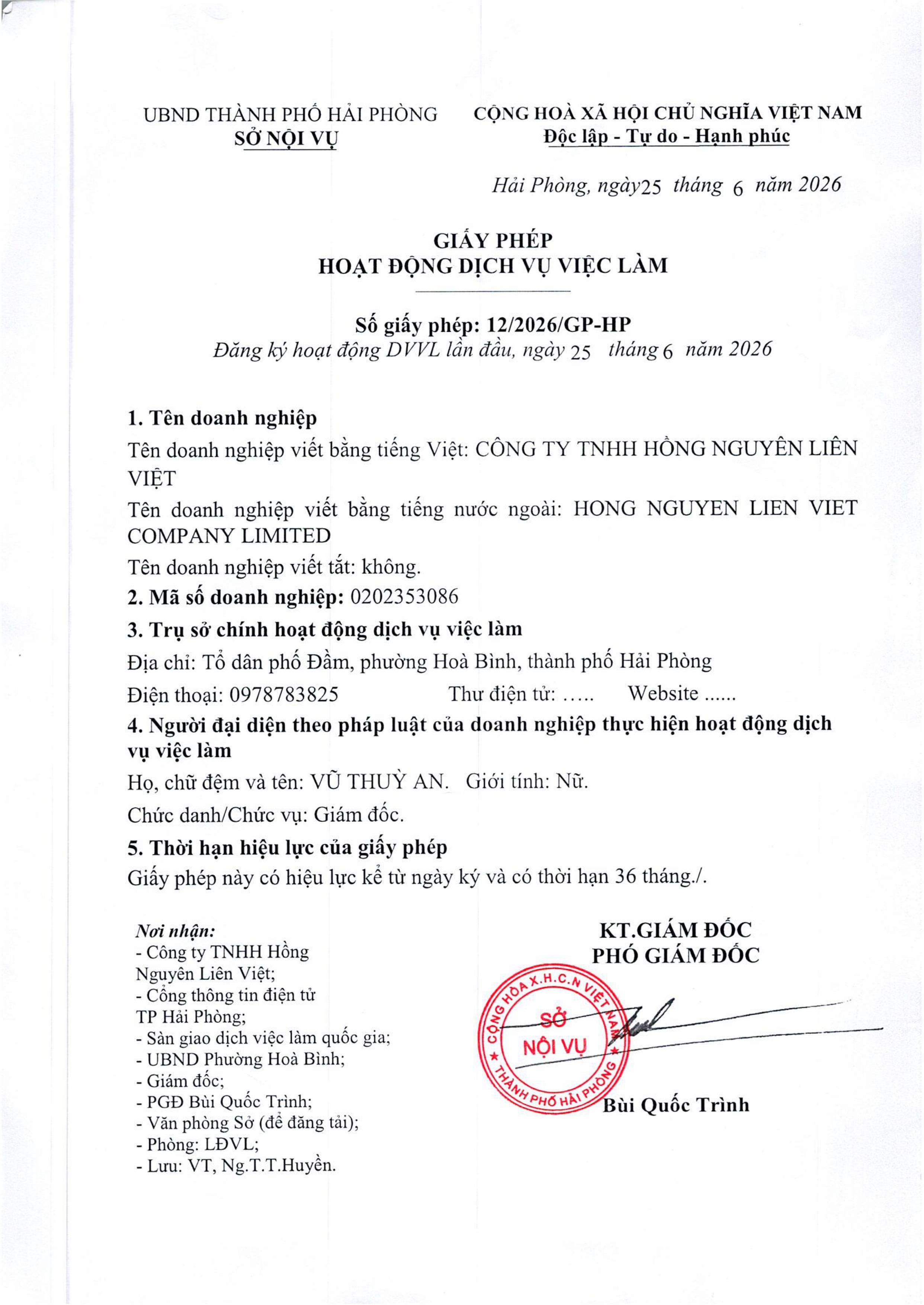 Giấy phép hoạt động dịch vụ việc làm tại Hải Phòng